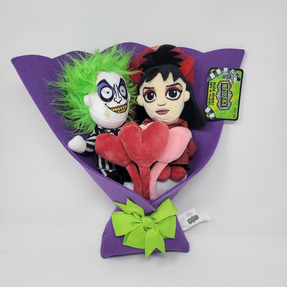 BEETLEJUICE & LYDIA Valentine's Day 13" Plush‎ Bouquet 2025 Ruz NEW Hearts